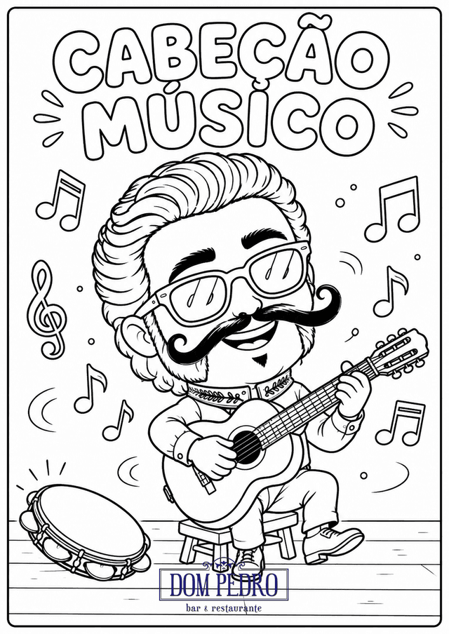 Desenho pra colorir: O Cabeção músico